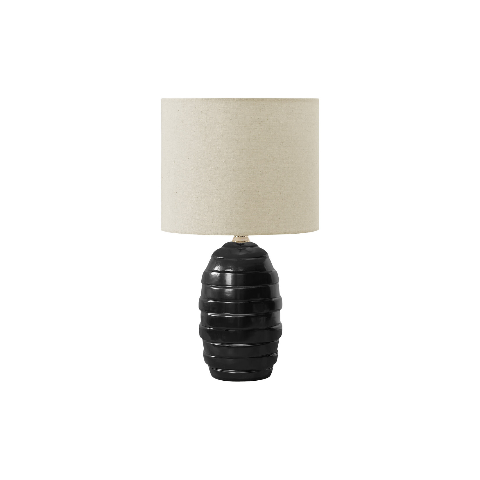 17"H Table Lamp Black Ceramic Beige Shade