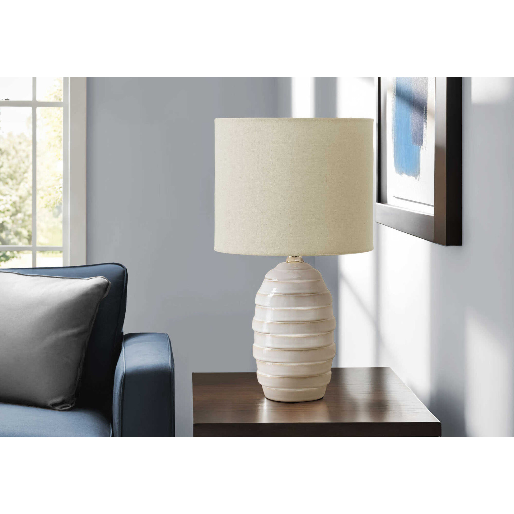 Luminaire Lampe de Table Ceramique Ivoire, Beige, 17po