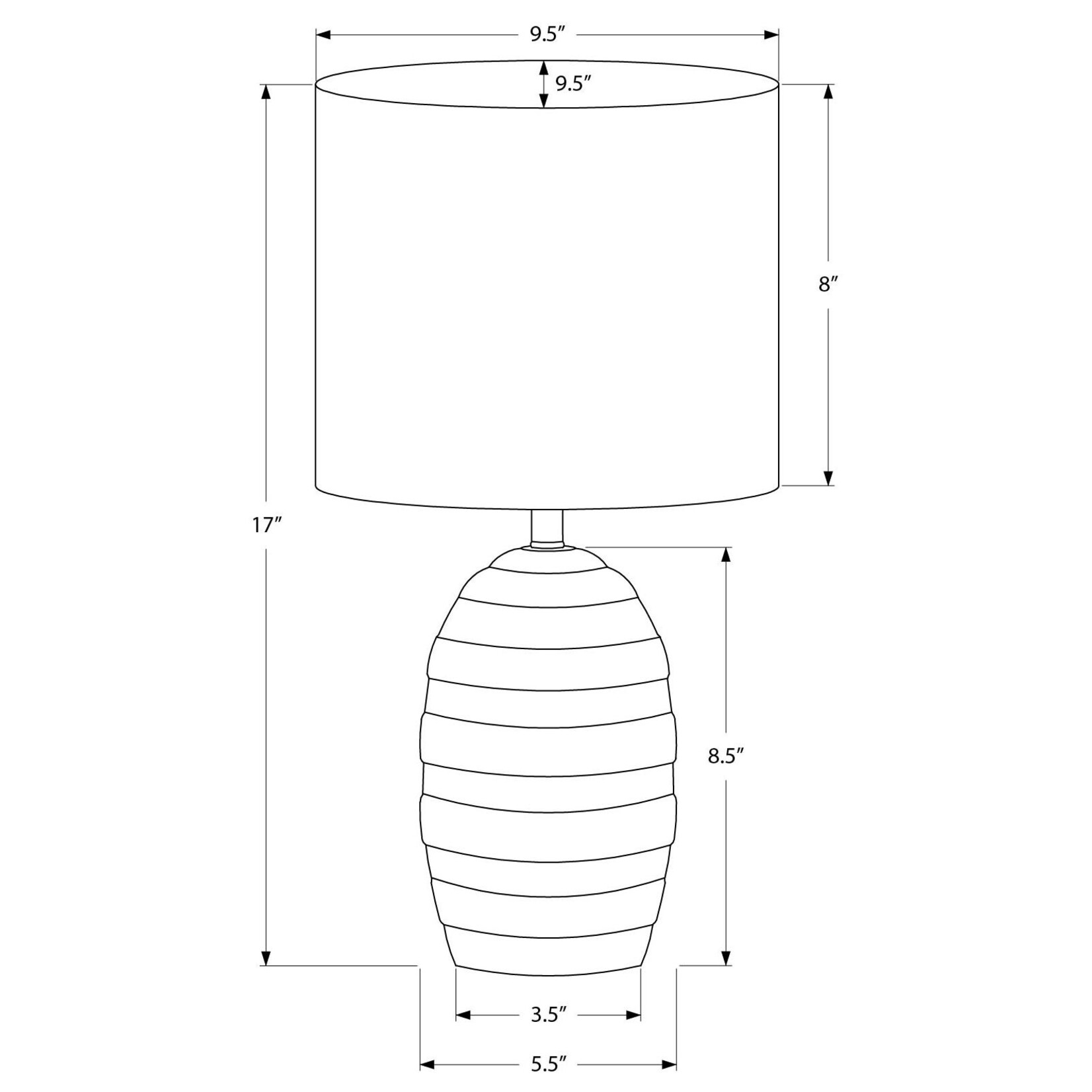 Luminaire Lampe de Table Ceramique Ivoire, Beige, 17po