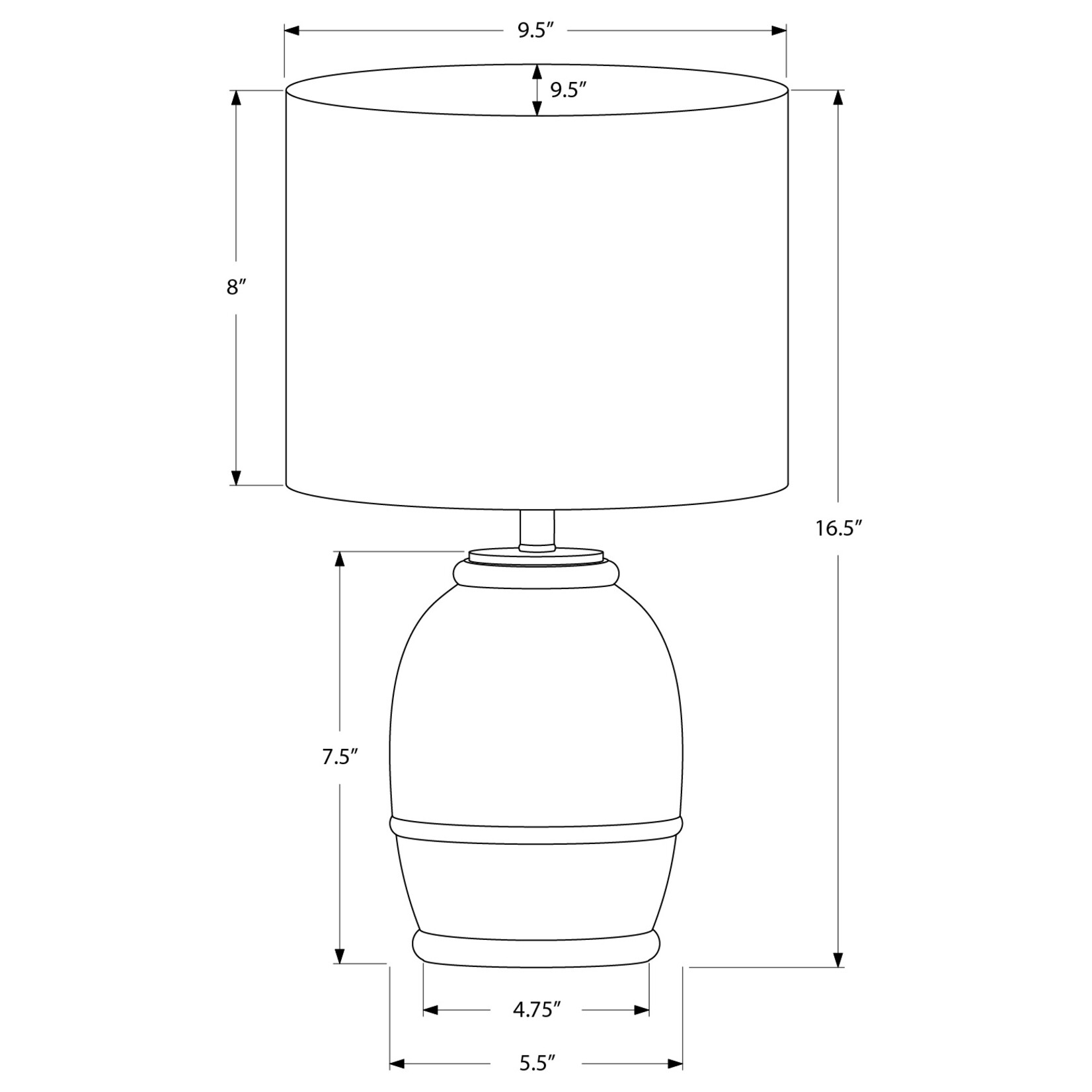 Luminaire Lampe de Table Resin Creme et Beite, 16po