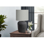 Table Lamp Black Ceramic/Grey Shade, 17"H