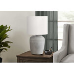 17"H Table Lamp Grey Ceramic Ivory Shade