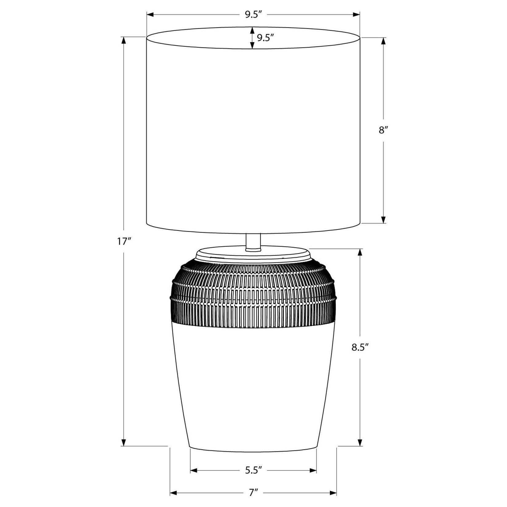 Luminaire Lampe de Table Ceramique Gris, Ivoire, 17po