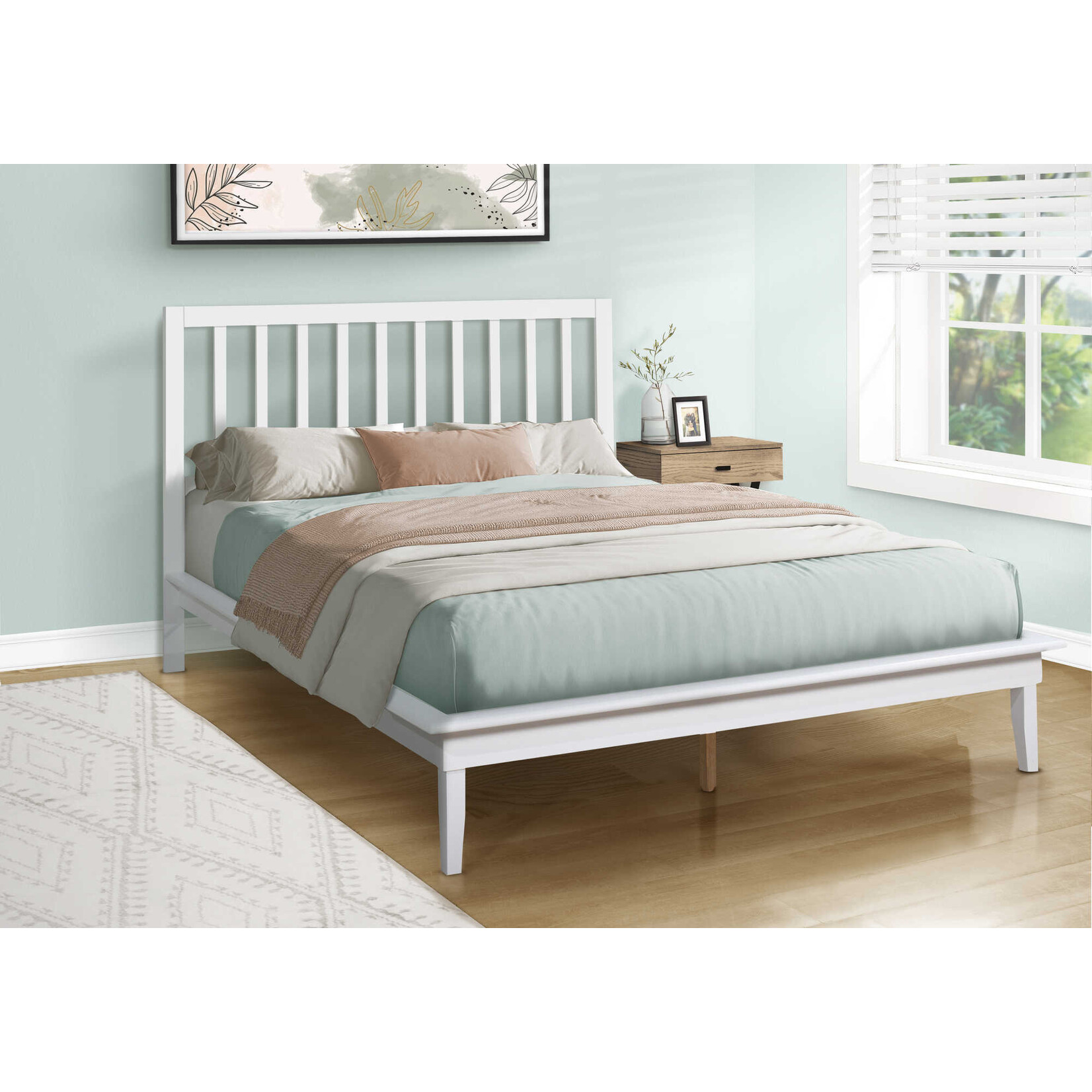 Lit Bois Massif Plateforme Blanc, Grand