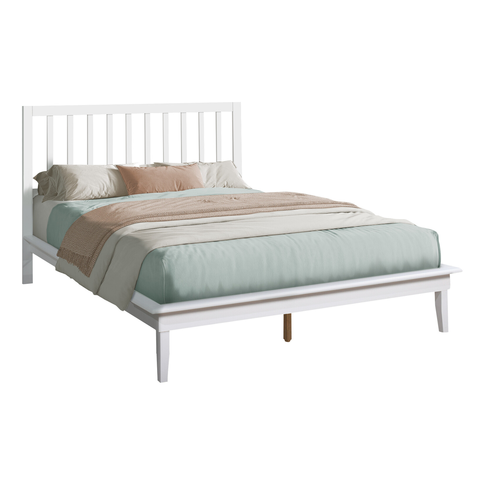 Lit Bois Massif Plateforme Blanc, Grand