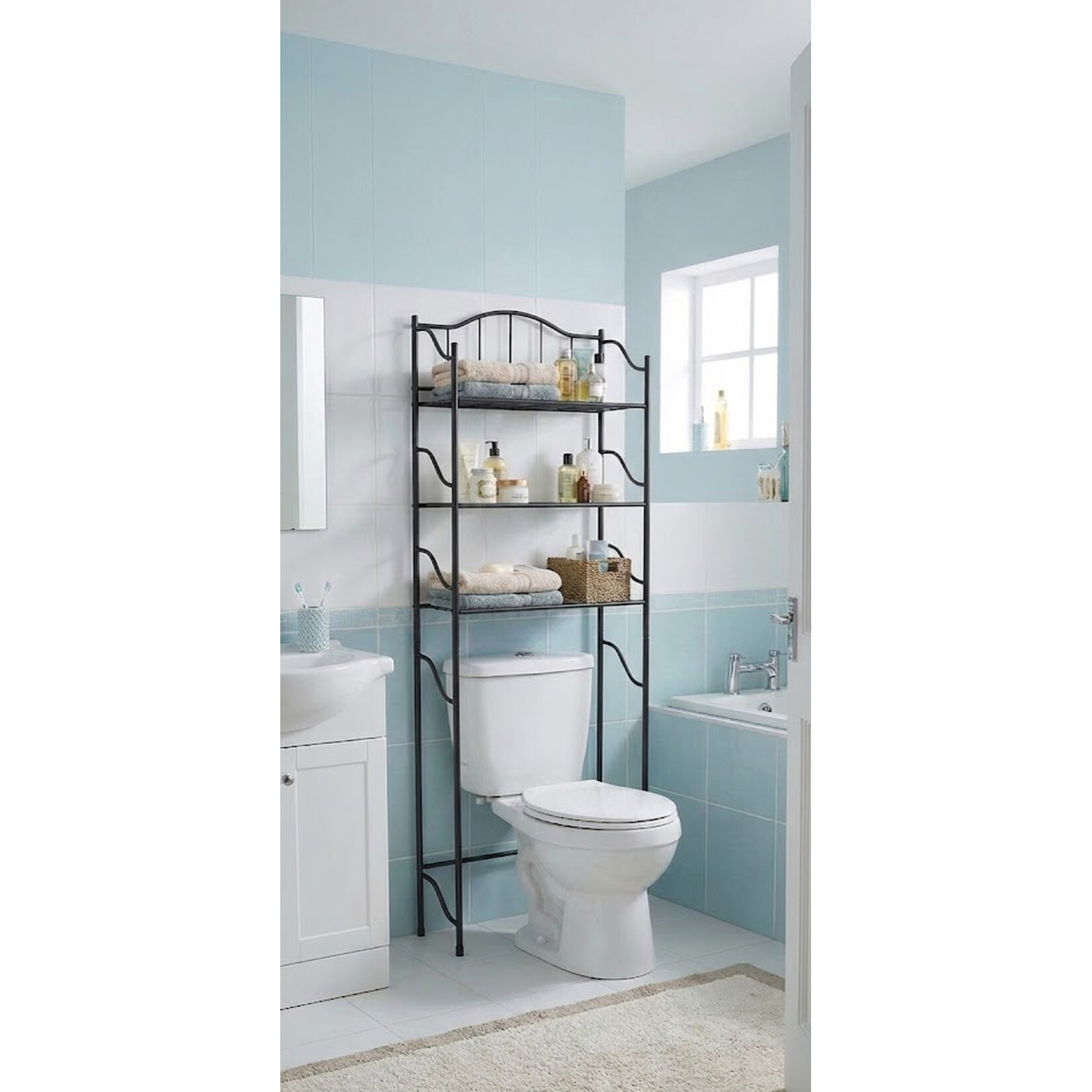 ITY INTERNATIONAL 3-Shelf Over-The-Toilet Space Saver, Black