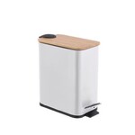 ITY INTERNATIONAL Poubelle à Pédale Rectangulaire Blanch avec Couvercle en Bambou