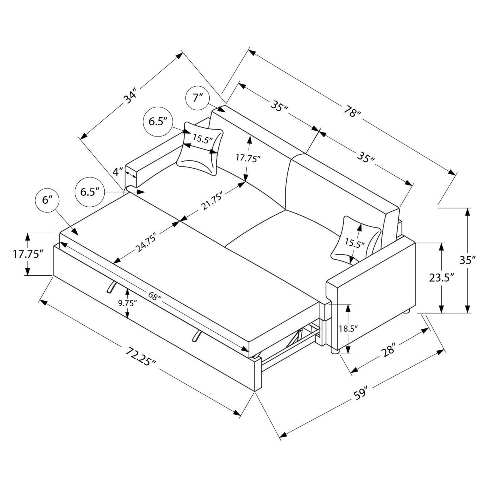 LUCY SLEEPER SOFA, BROWN