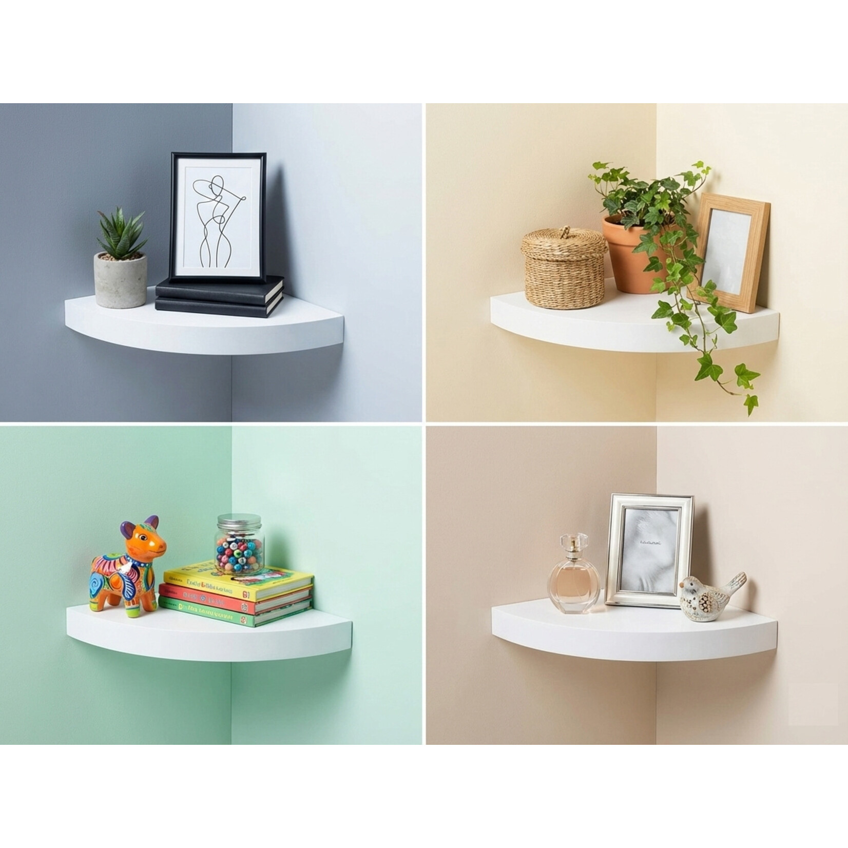 ITY INTERNATIONAL Floating Corner Shelf, White