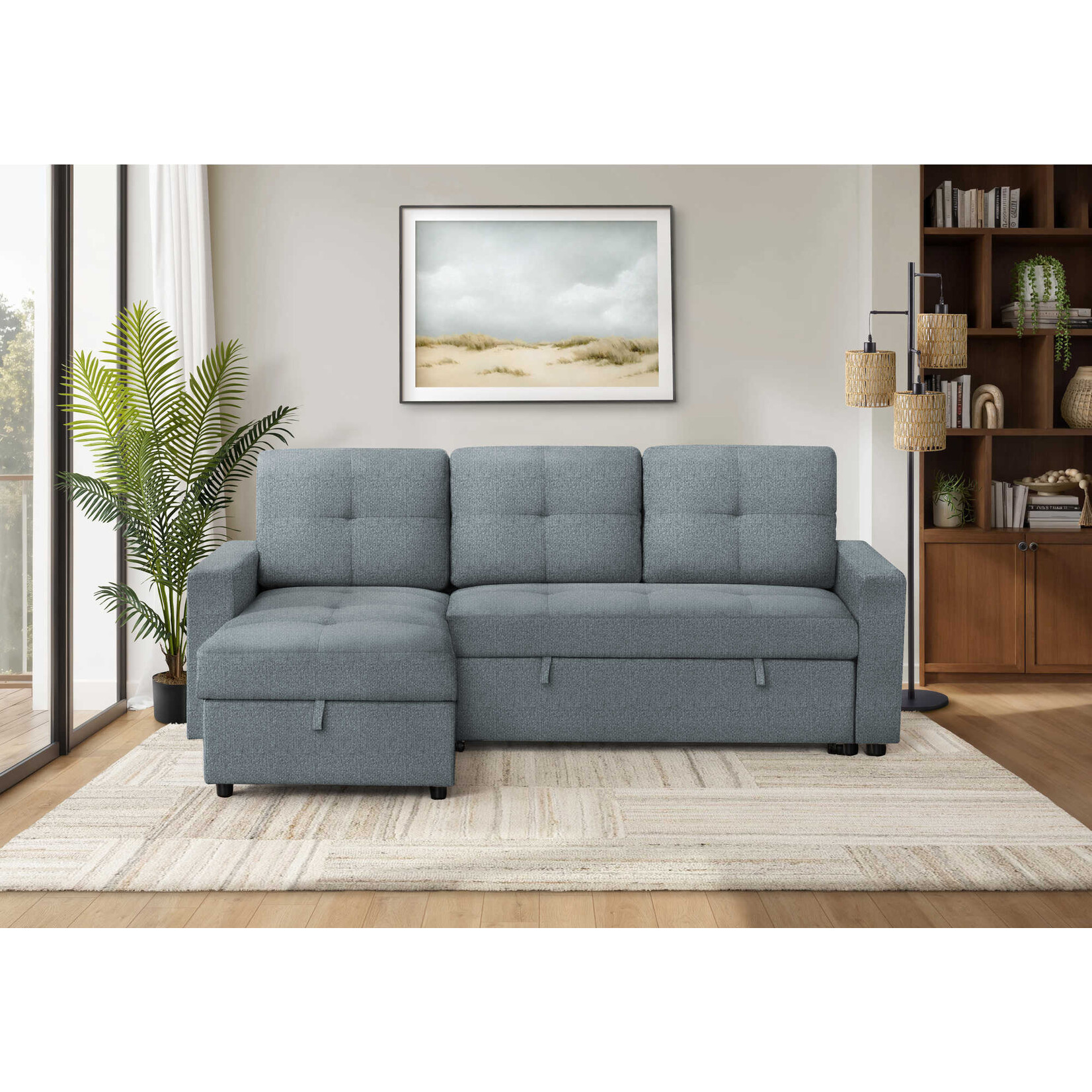 Angie Sectional Sofa Futon, Blue