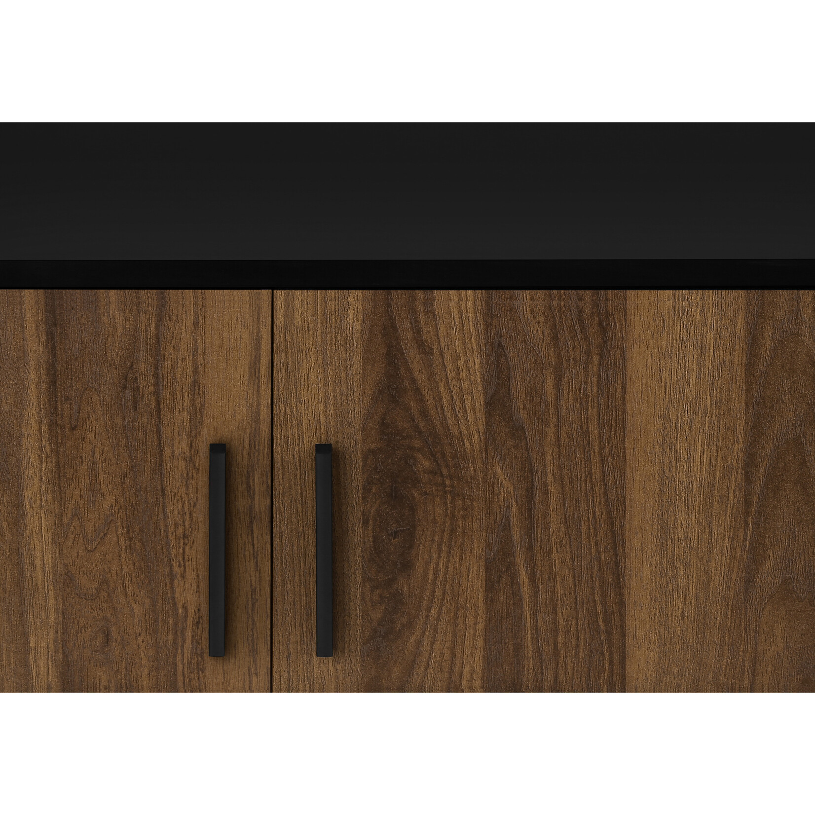 MEUBLE TV - 72"L / NOIR AVEC 4 PORTES SIMILI-BOIS BRUN