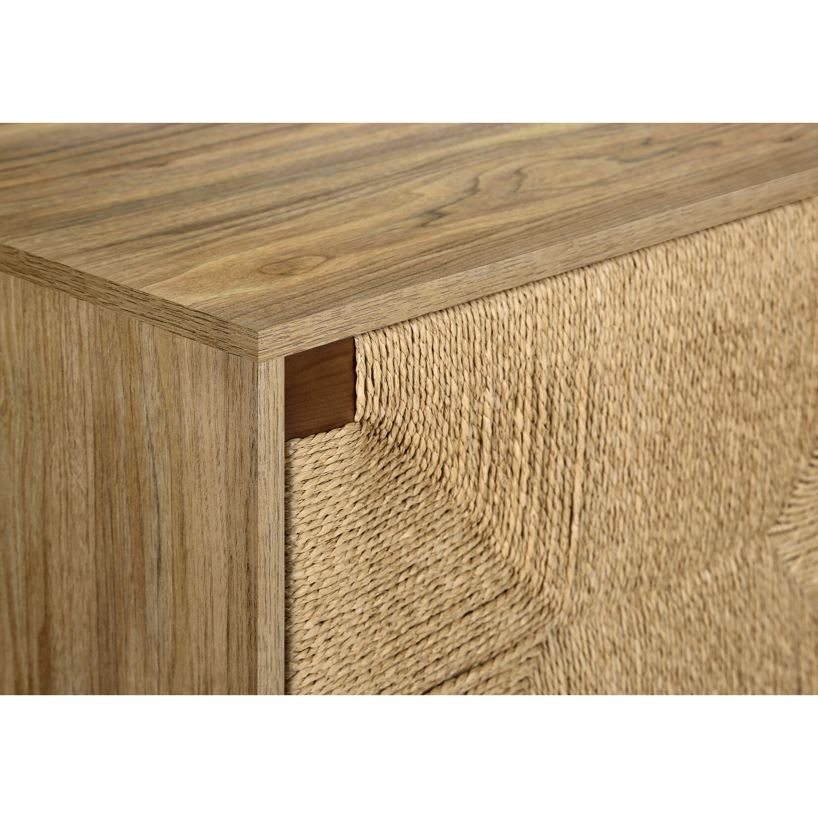 TV STAND - 72"L / LIGHT WALNUT / SEAGRASS WITH 3 DOORS