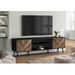 TV STAND - 72"L / BLACK WITH 2 WOOD-LOOK DOORS