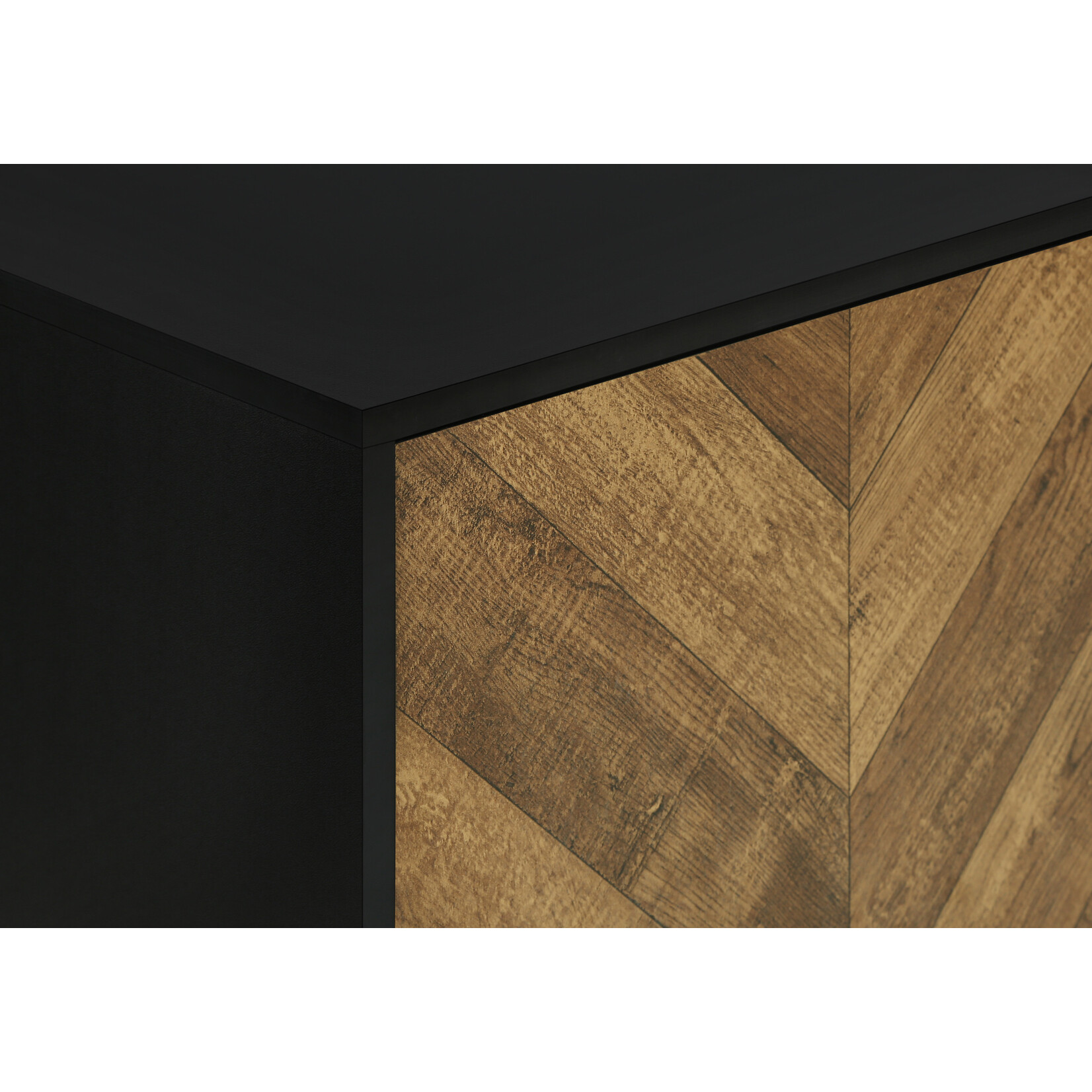 TV STAND - 72"L / BLACK WITH 2 WOOD-LOOK DOORS