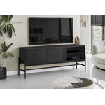 TV STAND - 60"L / BLACK / BLACK METAL WITH STORAGE