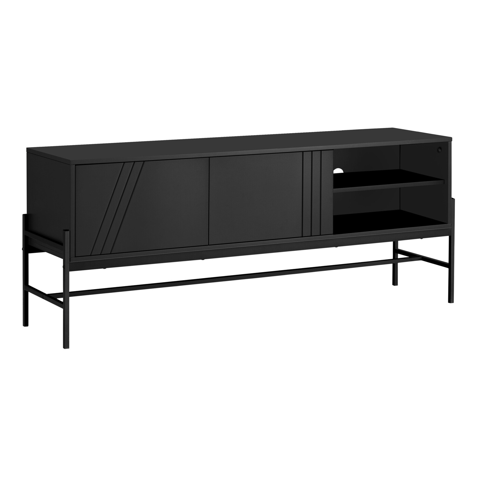 MEUBLE TV - 60"L / NOIR / METAL NOIR AVEC D'ENTREPOSAGE