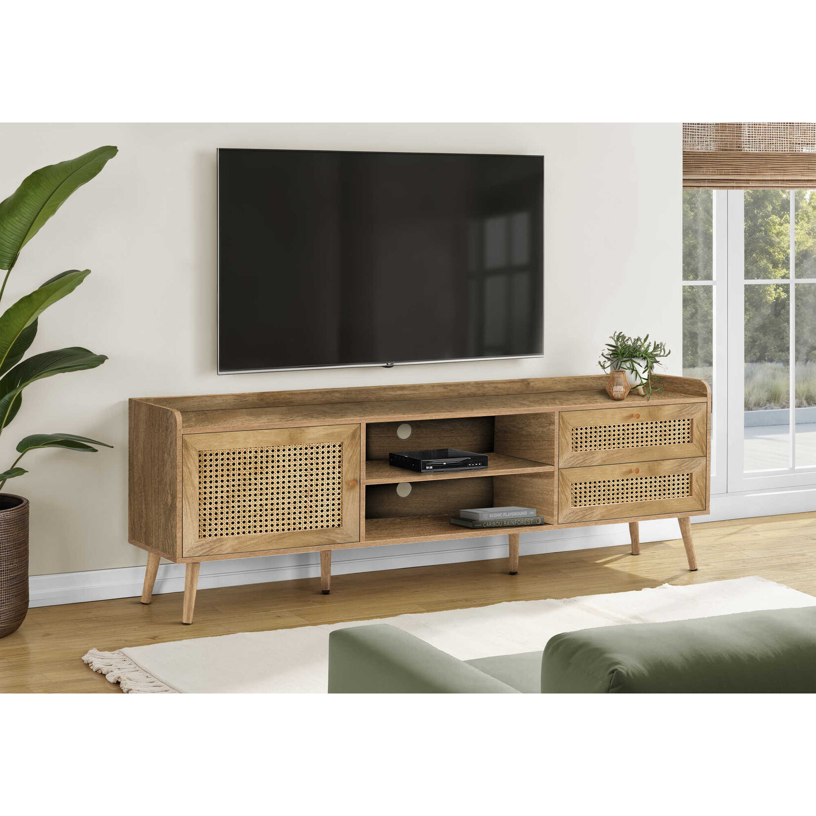 TV STAND - 72"L / WALNUT WITH STORAGE