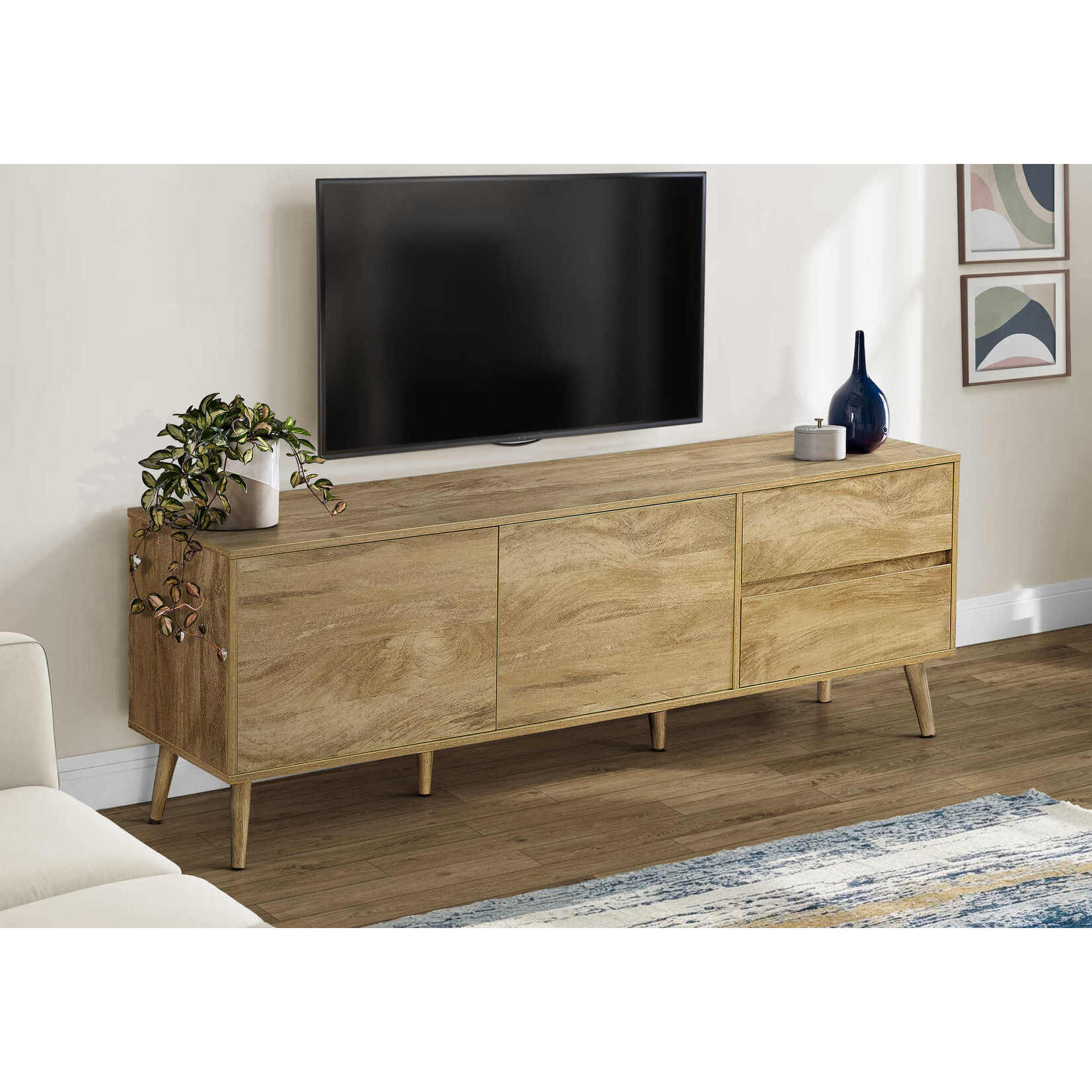 TV STAND - 72"L / WALNUT WITH STORAGE