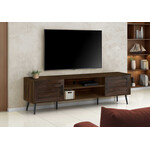 TV STAND - 72"L / BROWN WOOD-LOOK WITH 2 DOORS
