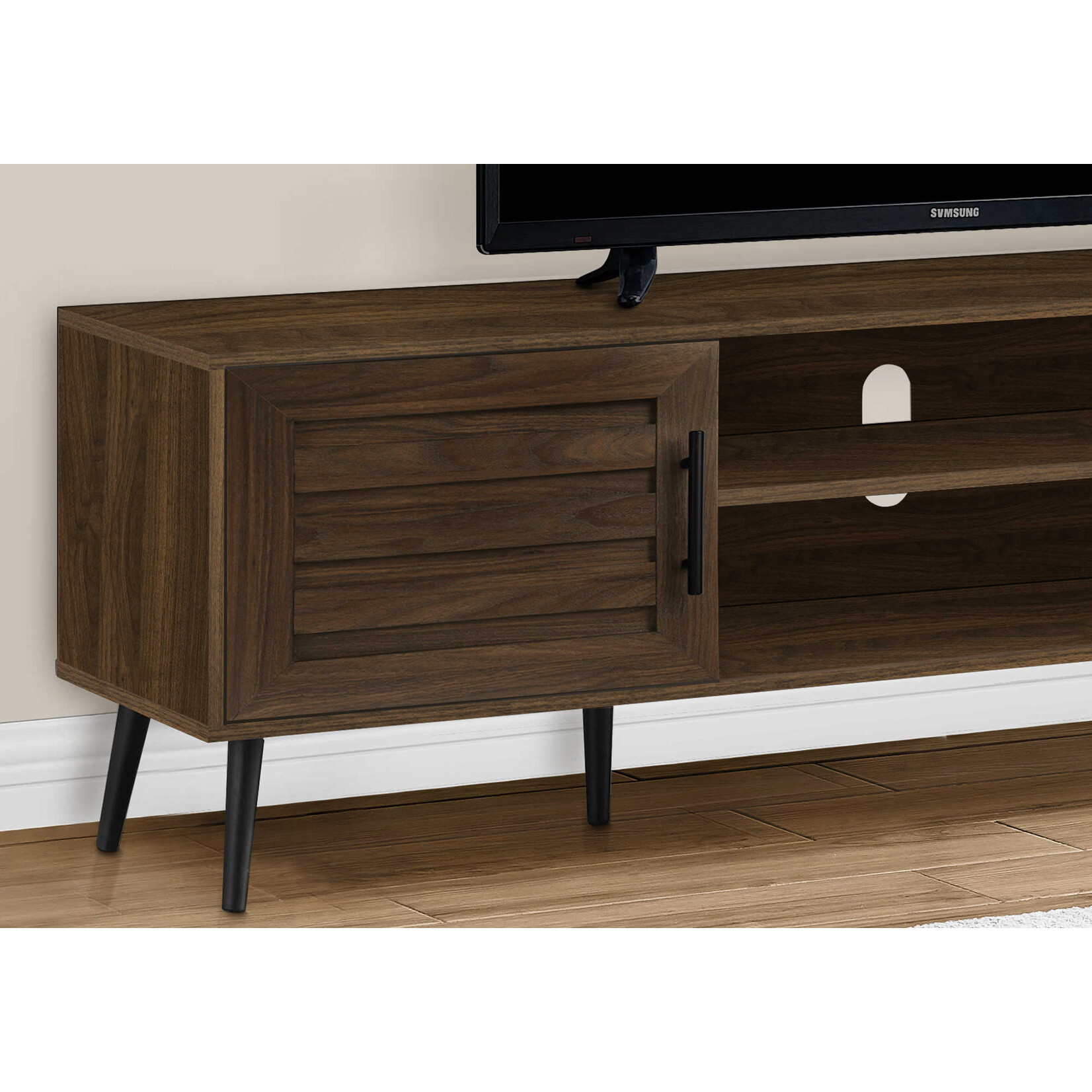 MEUBLE TV - 72"L / BRUN SIMILI-BOIS AVEC 2 PORTES