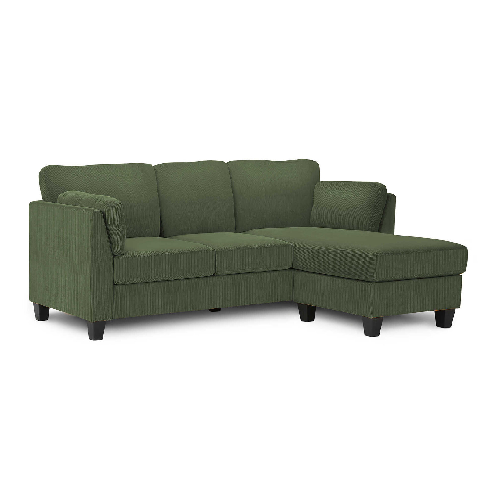 Sofa Lounger, Left or Right Facing, Ribbed Corduroy Olive Green