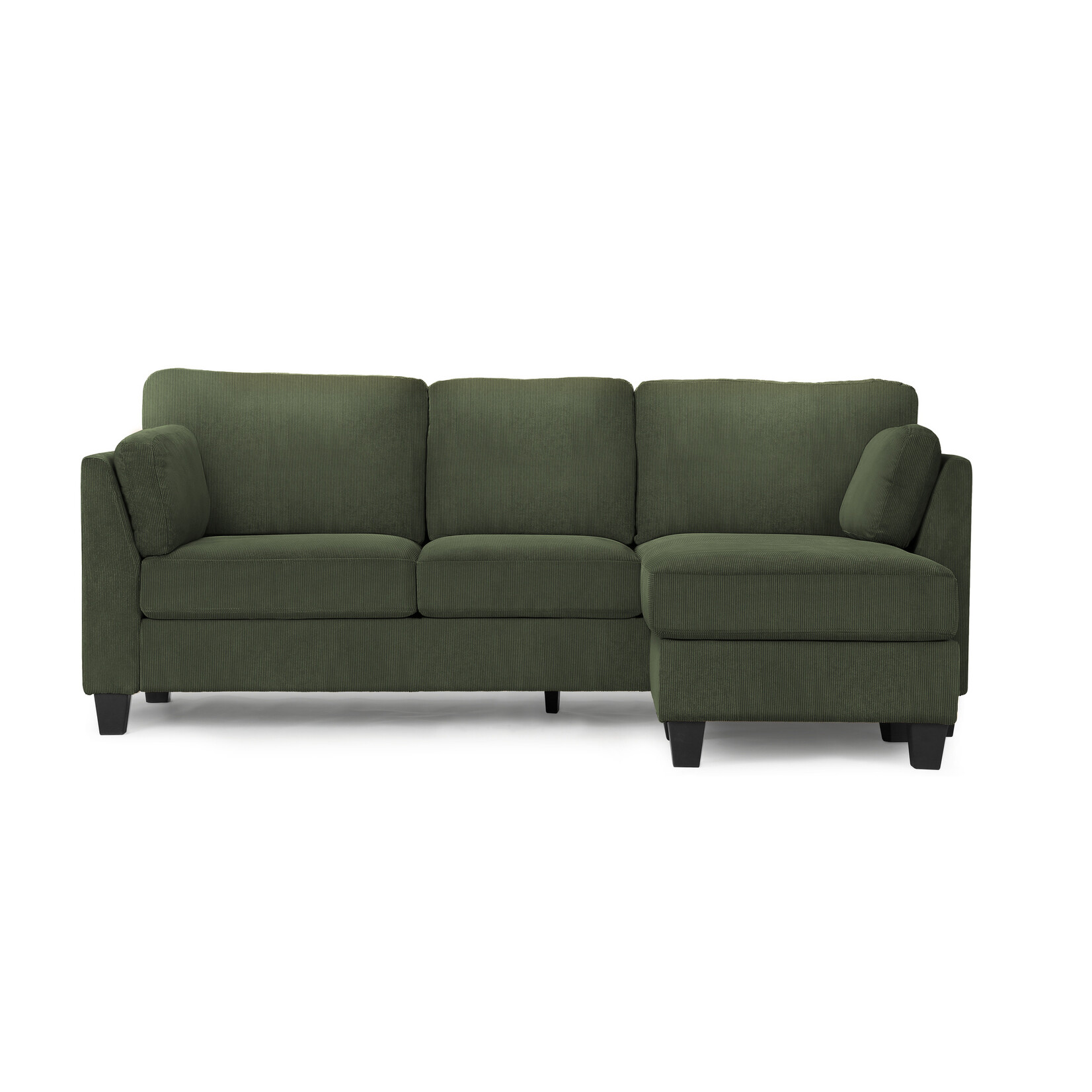 Sofa Lounger, Left or Right Facing, Ribbed Corduroy Olive Green
