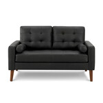 Love Seat - 58""L With 2 Pillows / Black Pu #CK5A95