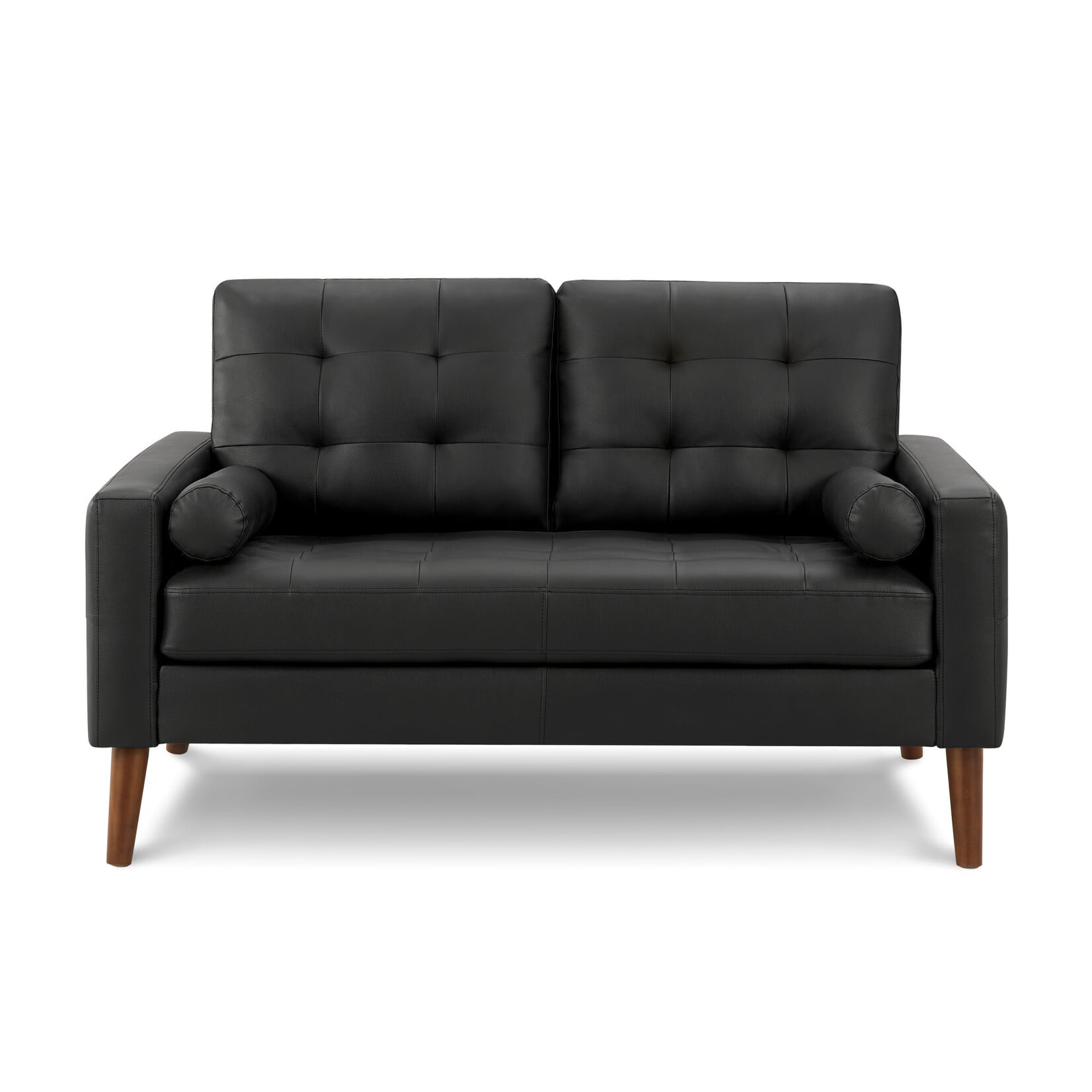 Love Seat - 58""L With 2 Pillows / Black Pu #CK5A95