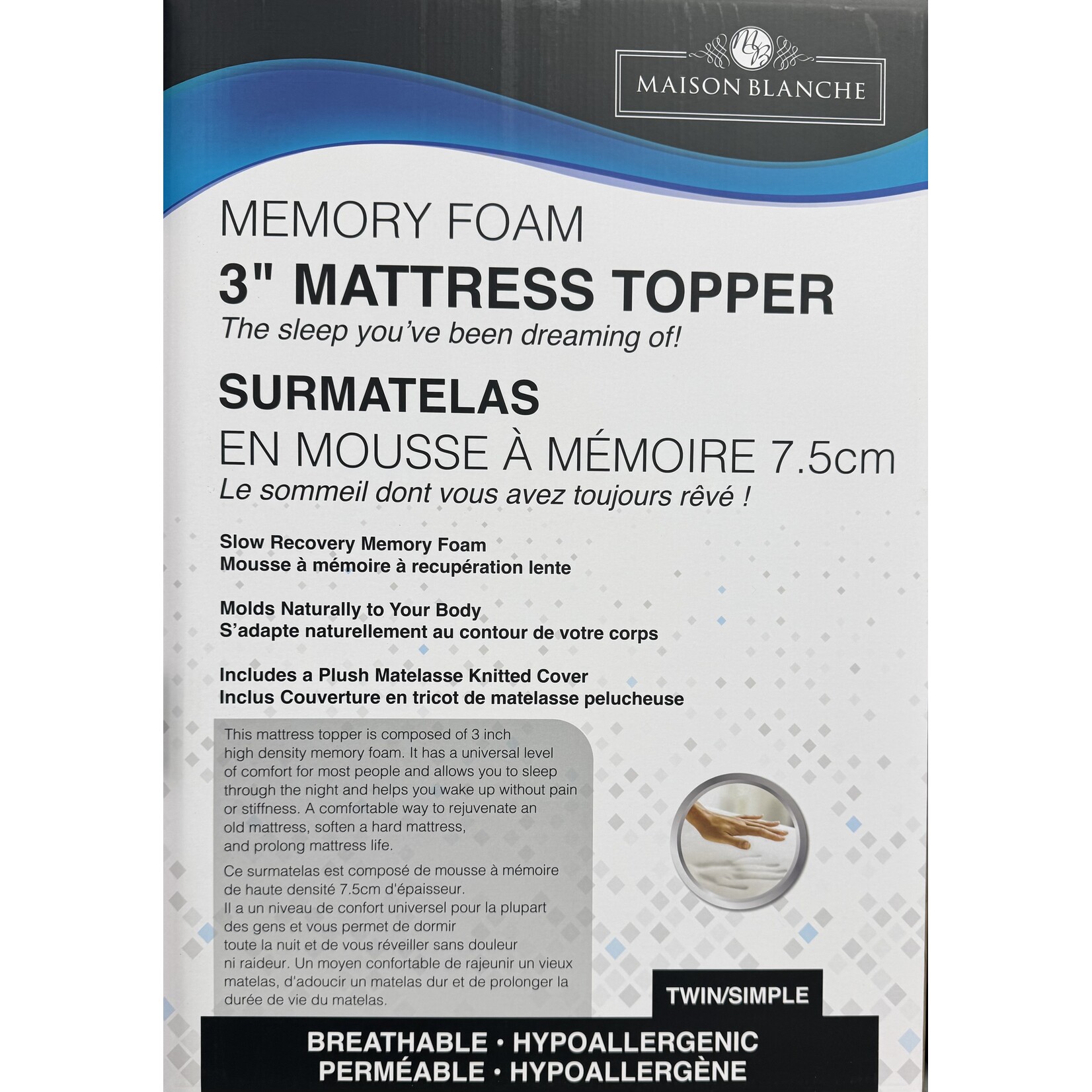3IN Memory Foam Mattress Topper,