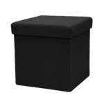 ITY INTERNATIONAL Square Folding Ottoman, Teddy Black