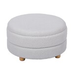 ITY INTERNATIONAL Teddy Large Round Ottoman with Storage, 24"D White