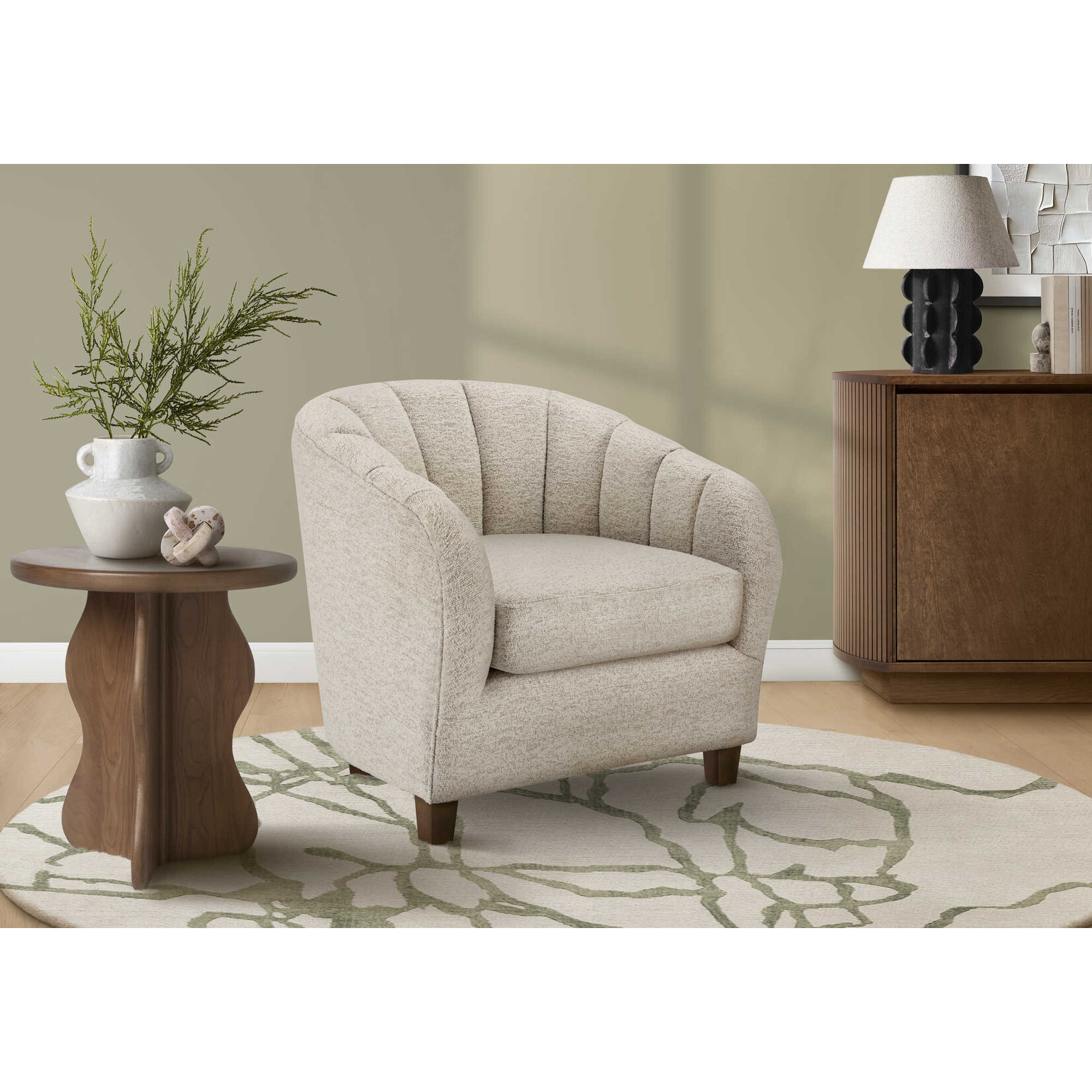 Accent Armchair, Cream Fabric