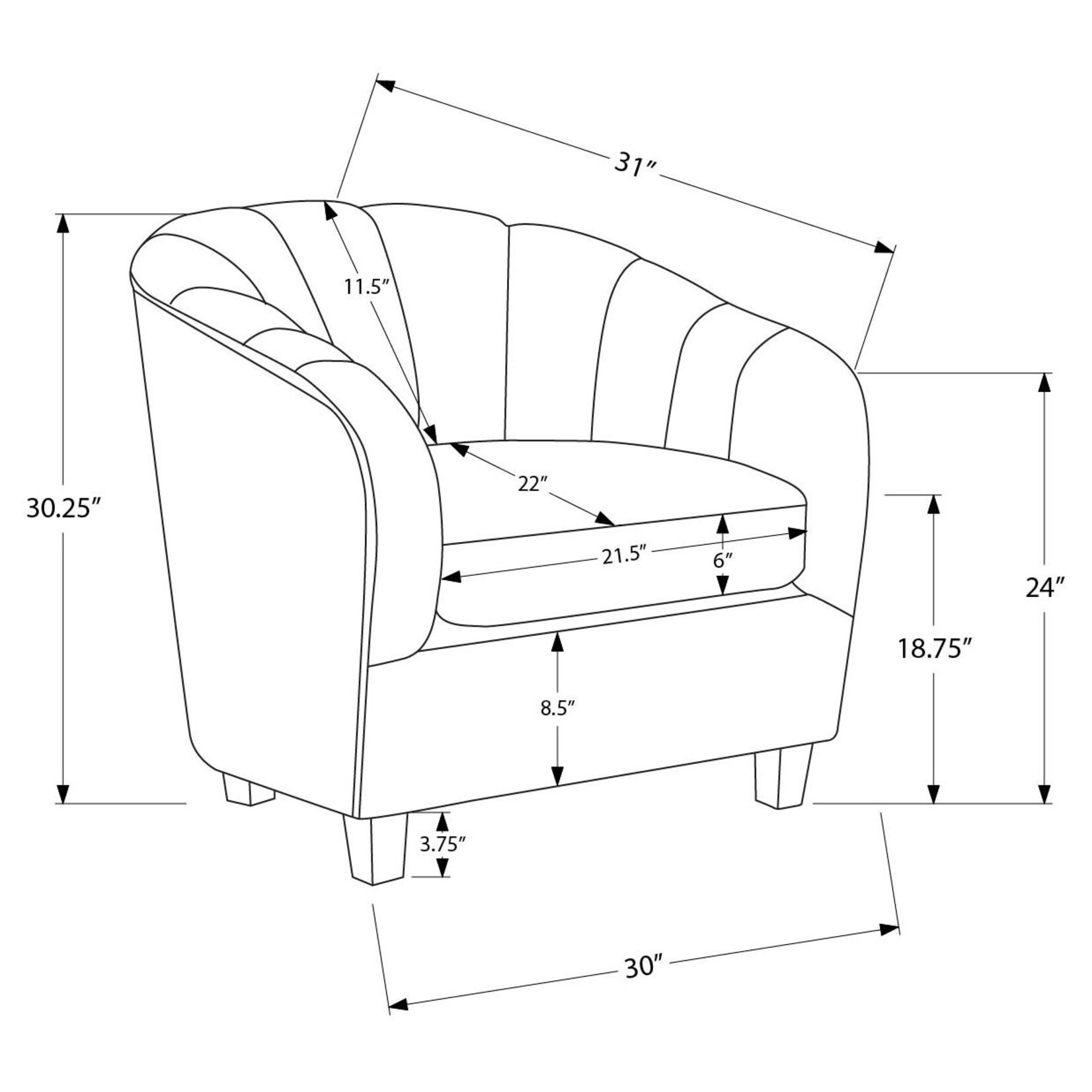 Accent Armchair, Cream Fabric
