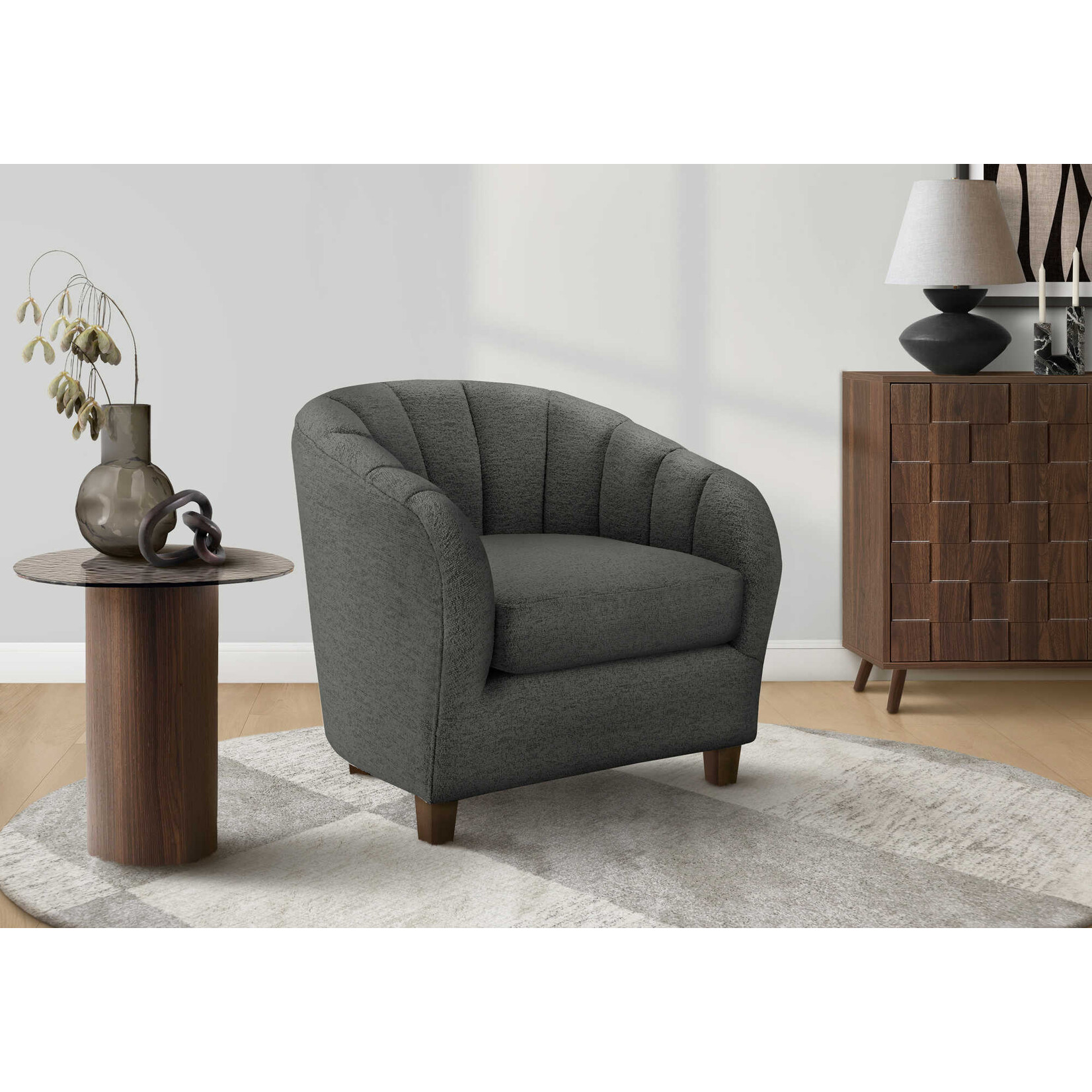 Chaise d'Appoint, Tissus Gris Foncé
