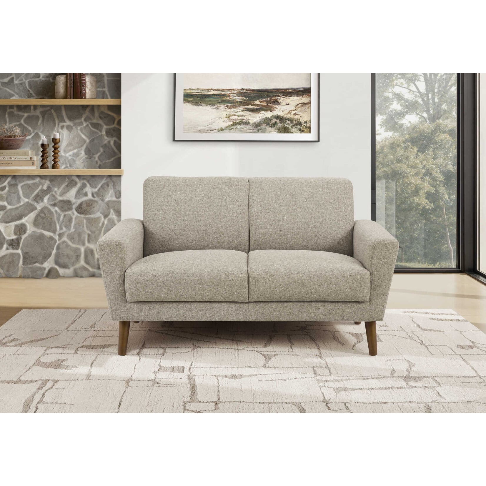 Love Seat Modern & Mid-Century, Light Brown