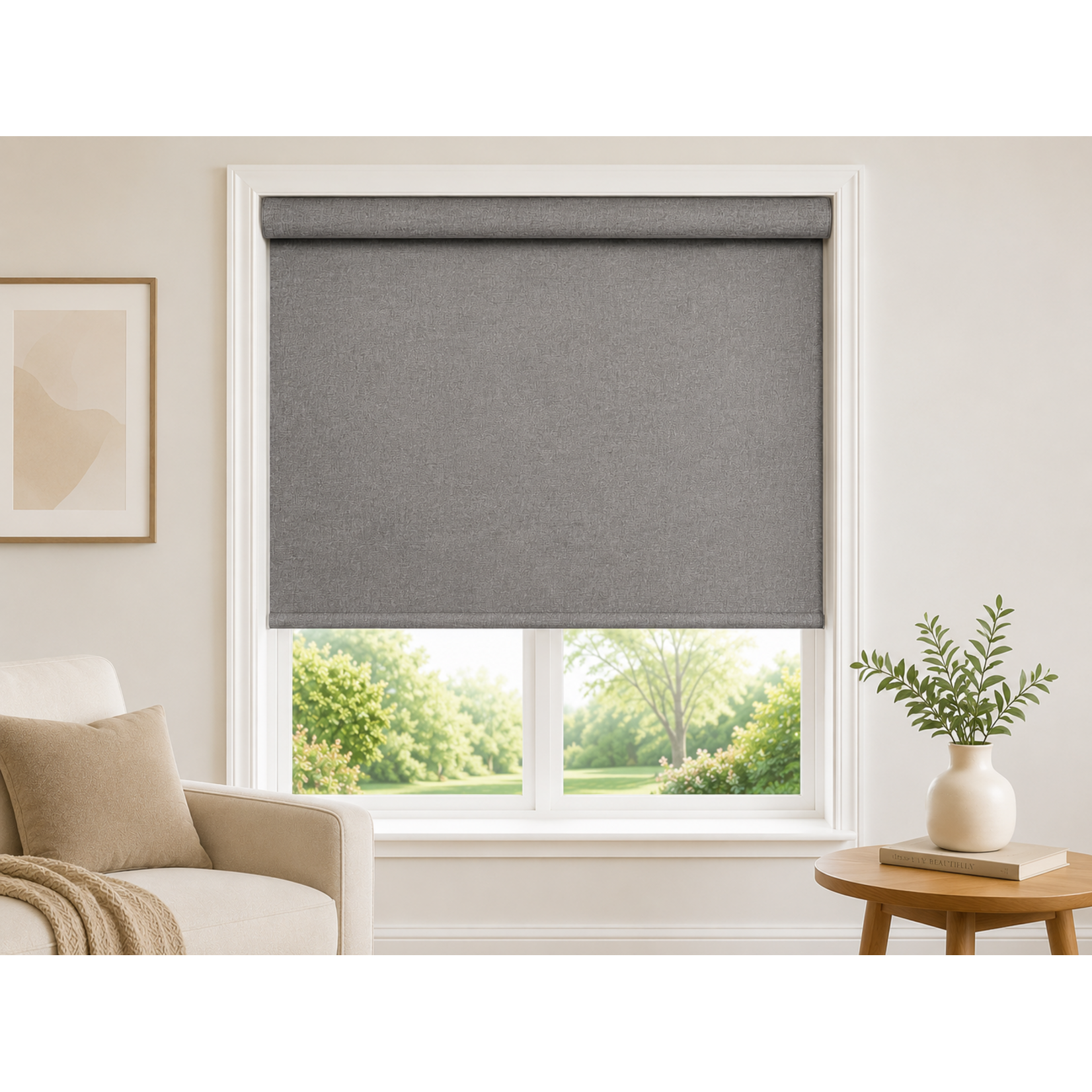 ITY INTERNATIONAL Olivia Stone Cordless Blackout Blinds, Textured Grey