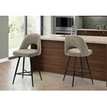 2pcs Barstool Set, 39"H Swivel Counter Height, Brown Fabric