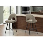 2pcs Tabouret de Bar 39"H, Pivotant, Tissus Marron