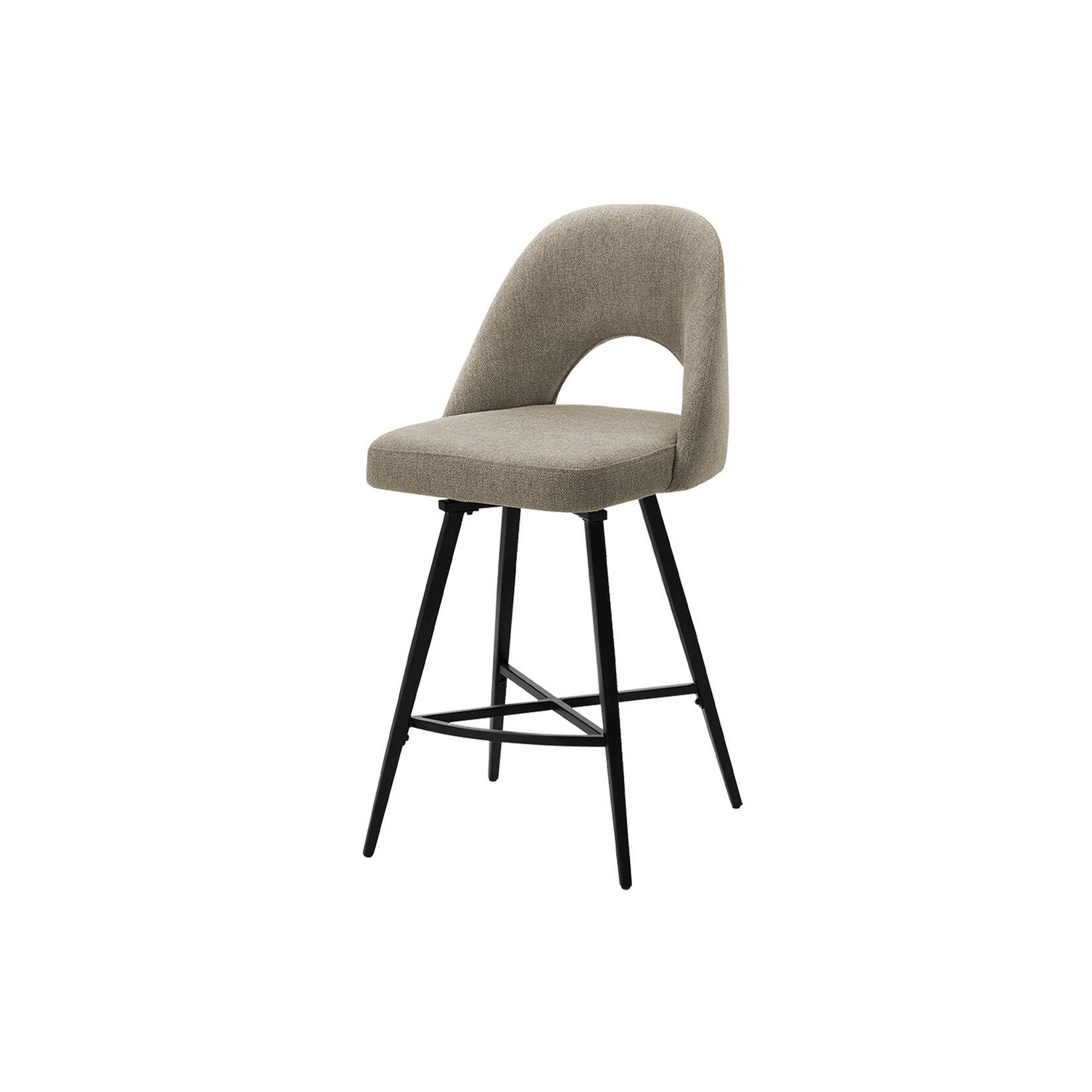 2pcs Tabouret de Bar 39"H, Pivotant, Tissus Marron