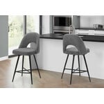 2pcs Tabouret de Bar 39"H, Pivotant, Tissus Gris