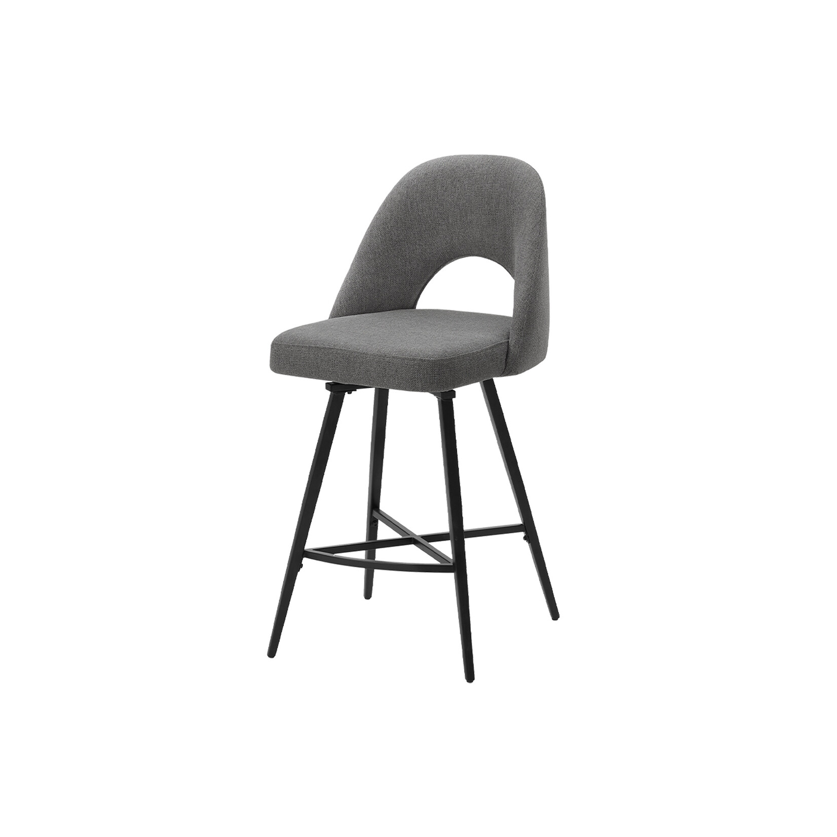 2pcs Tabouret de Bar 39"H, Pivotant, Tissus Gris