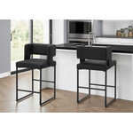 2pcs Barstool Set, Counter Height 36"H, Black Faux Leather