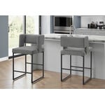 2pcs Barstool Set, Counter Height 36"H, Grey Fabric