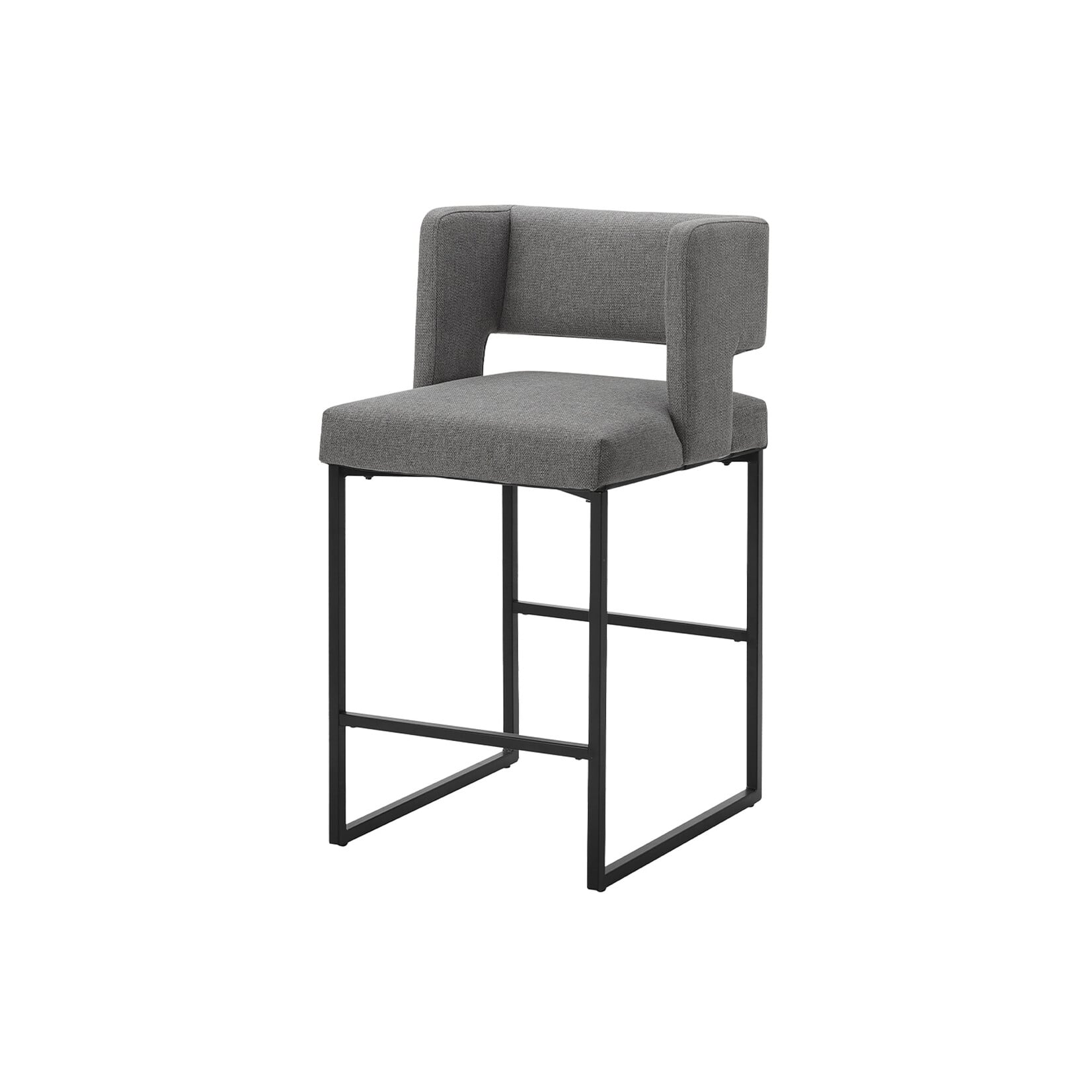2pcs Barstool Set, Counter Height 36"H, Grey Fabric
