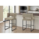2pcs Barstool Set, Counter Height 36"H, Brown Fabric