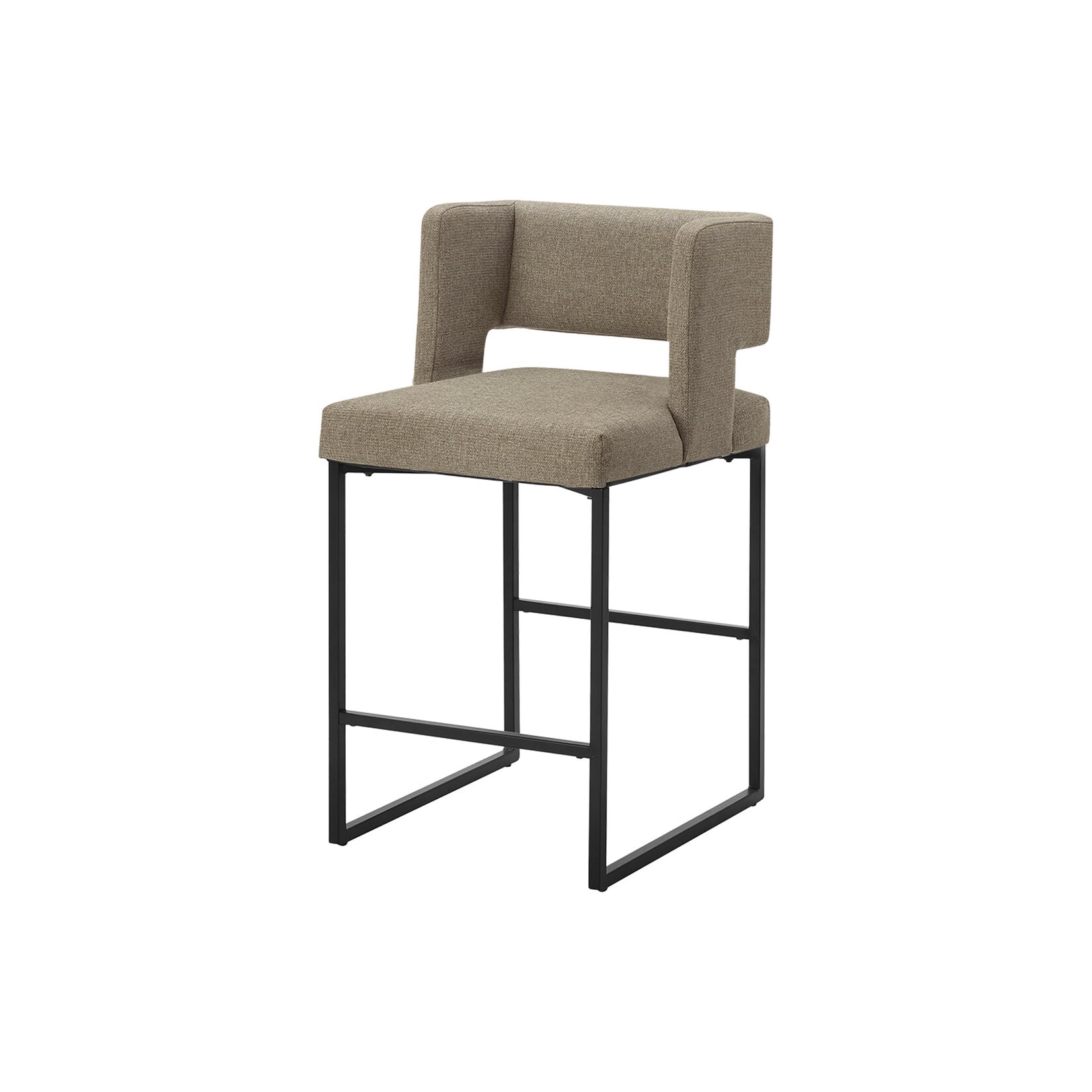2pcs Barstool Set, Counter Height 36"H, Brown Fabric