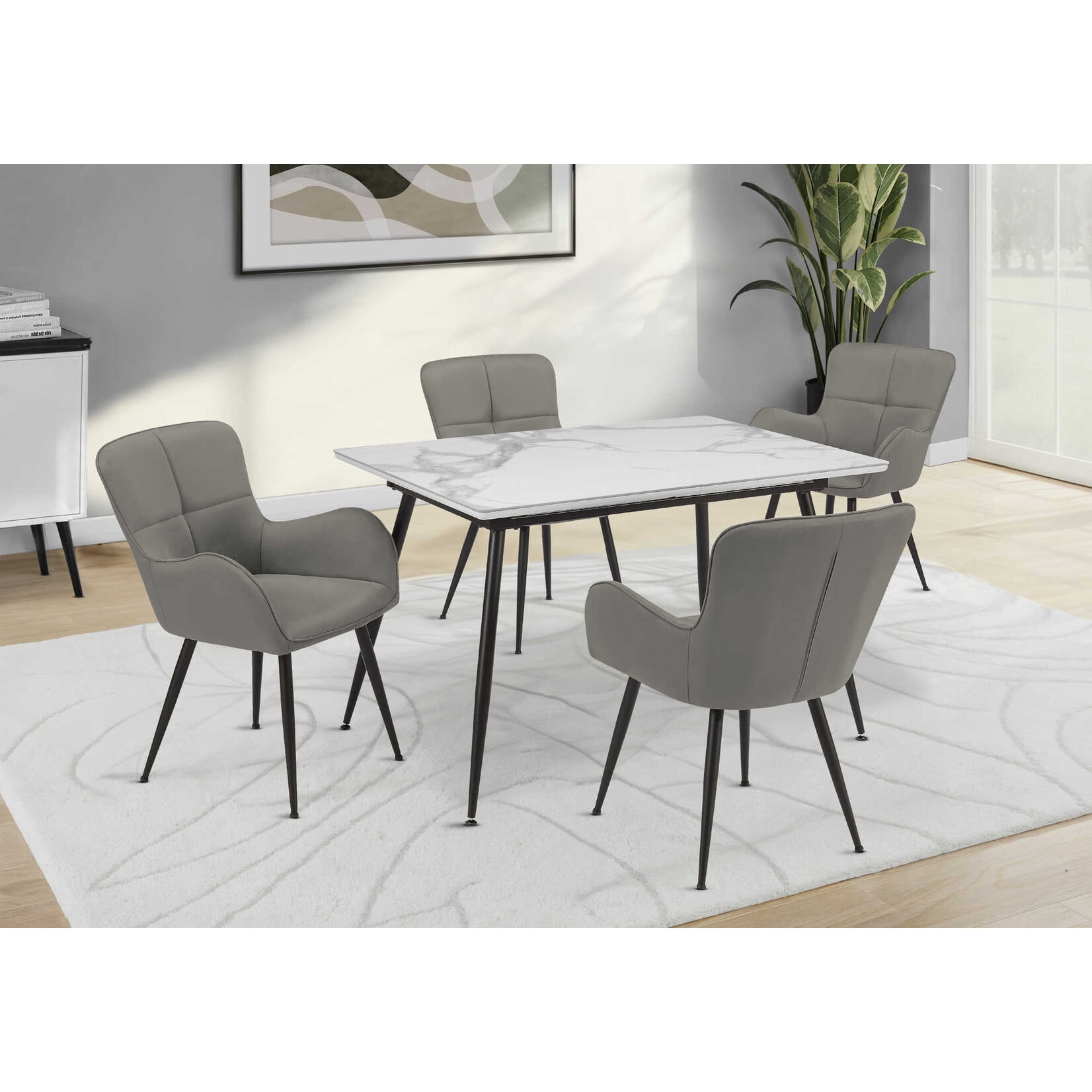 Dining Table Extending Butterfly, White Stone