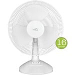 Hauz - Oscillating Desk Fan, 16 in. Diameter, Compact Design, White