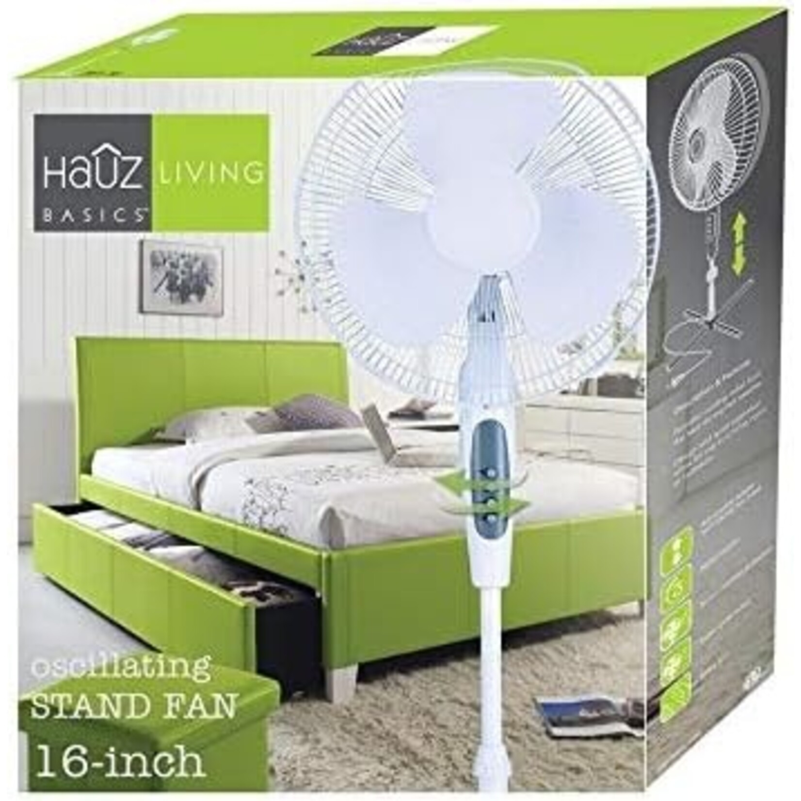 Hauz Oscillating Pedestal Fan 3 Speed Control 16 Inches White