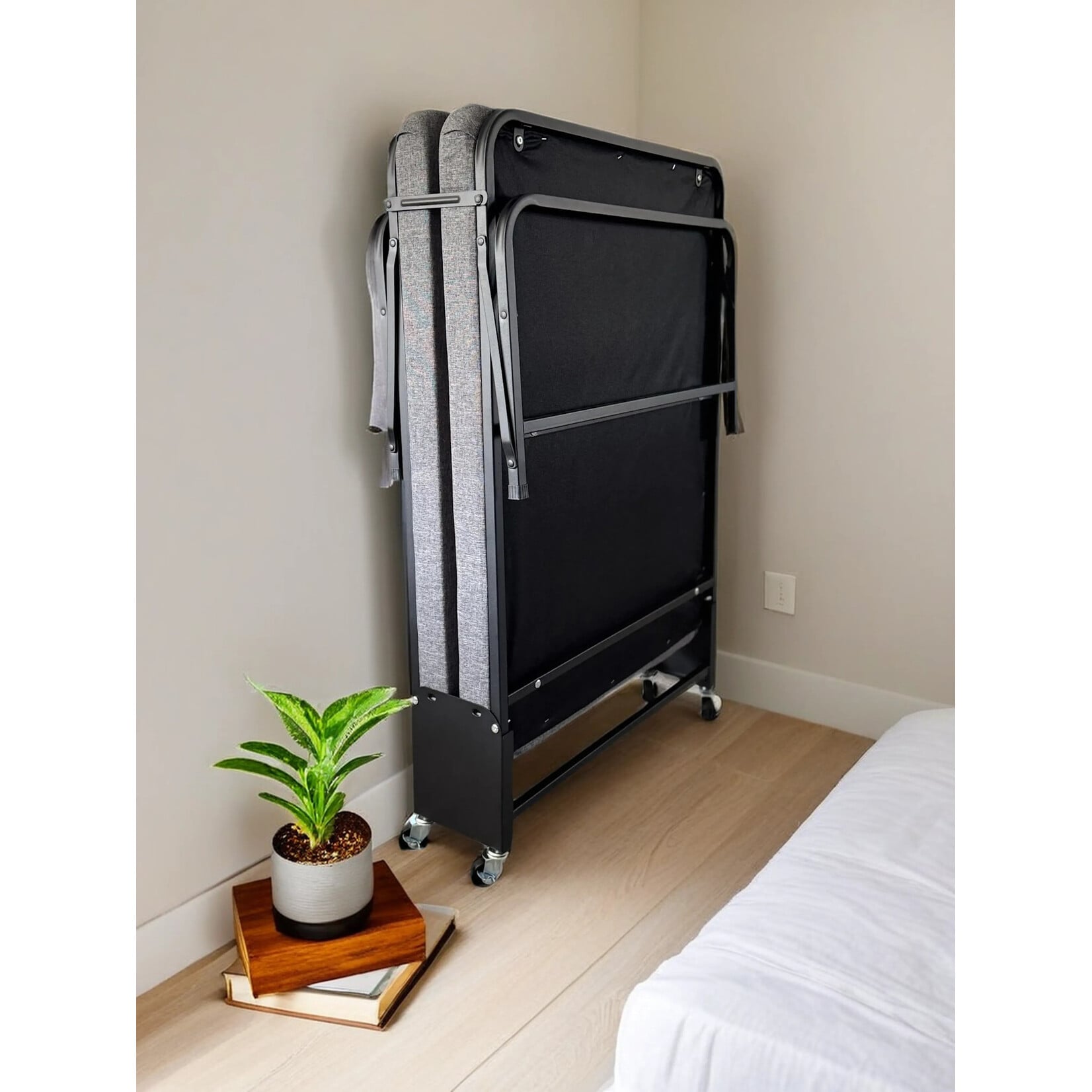 Folding Guest Bed, Rollaway, Grey